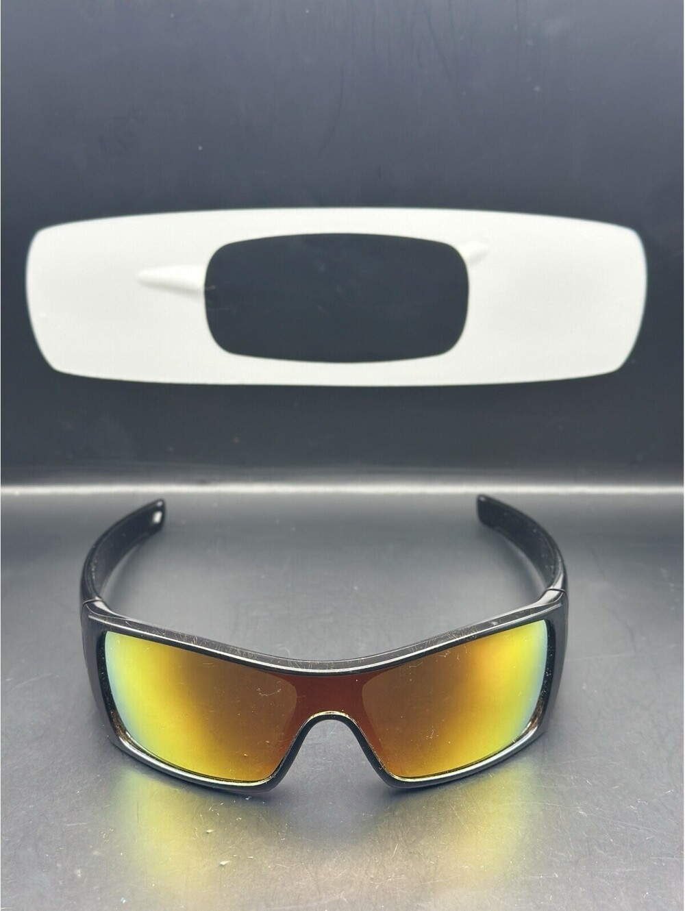 Oakley Batwolf Polished Black Gold History Text W/ Fire Iridium (Icons included)